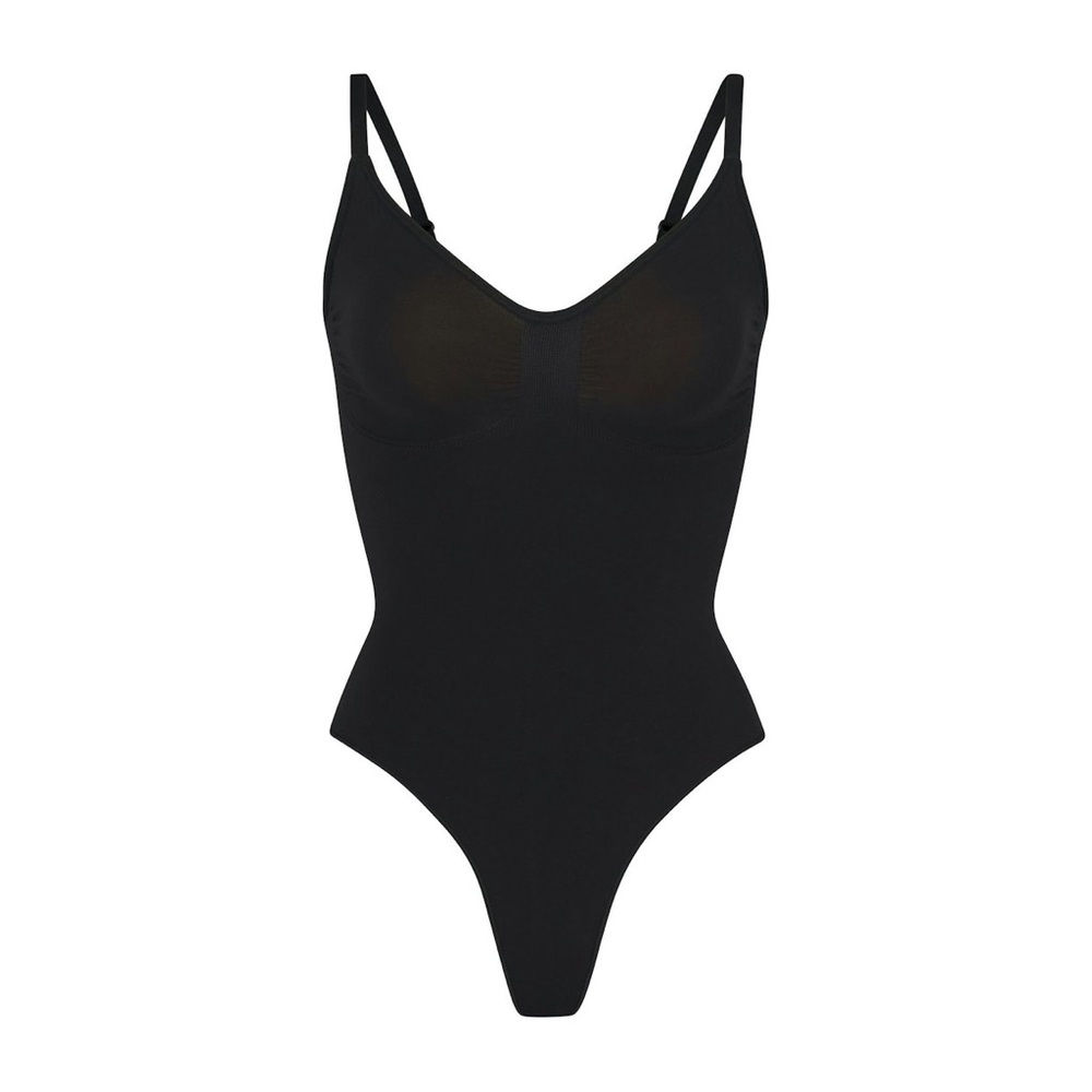 SKIMS Onyx Black Thong Bodysuit